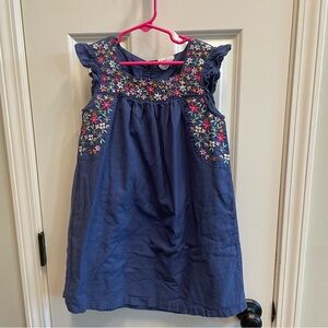 Mini Boden Blue Dress with Colorful Embroidery
